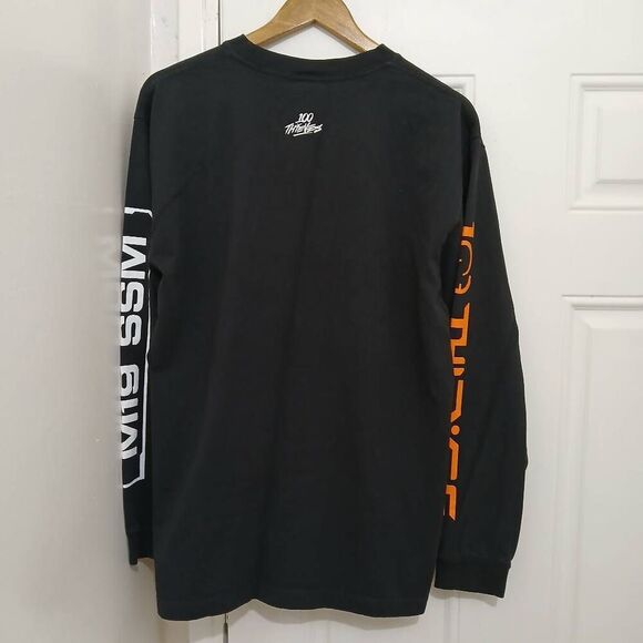 100 thieves mens large longsleeve graphic print m19 ssm tshirt black orange - Picture 4 of 7